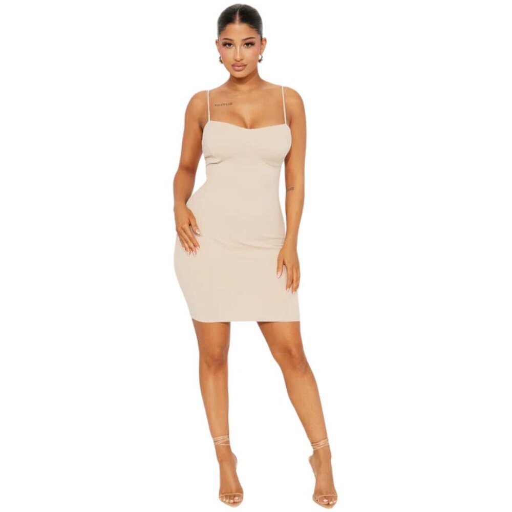 Beatrice Ribbed Mini Dress Tan Women's